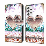 For Samsung Galaxy A23 5G Crystal 3D Shockproof Protective Leather Phone Case(Pink Diamond Heart)