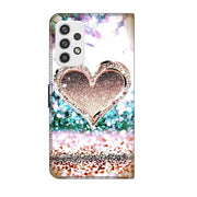 For Samsung Galaxy A23 5G Crystal 3D Shockproof Protective Leather Phone Case(Pink Diamond Heart)