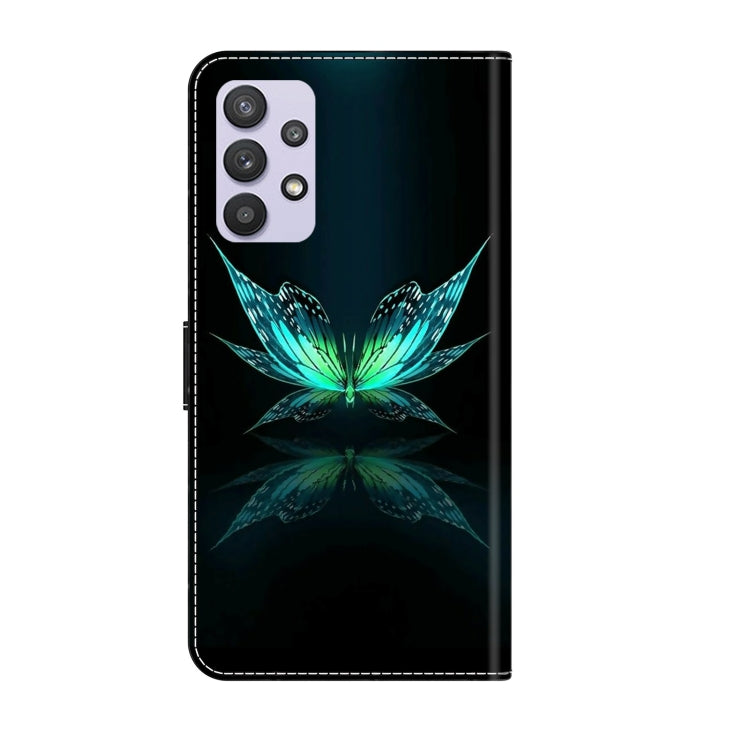 For Samsung Galaxy A32 5G Crystal 3D Shockproof Protective Leather Phone Case(Reflection Dutterfly)
