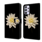 For Samsung Galaxy A32 5G Crystal 3D Shockproof Protective Leather Phone Case(White Flower)