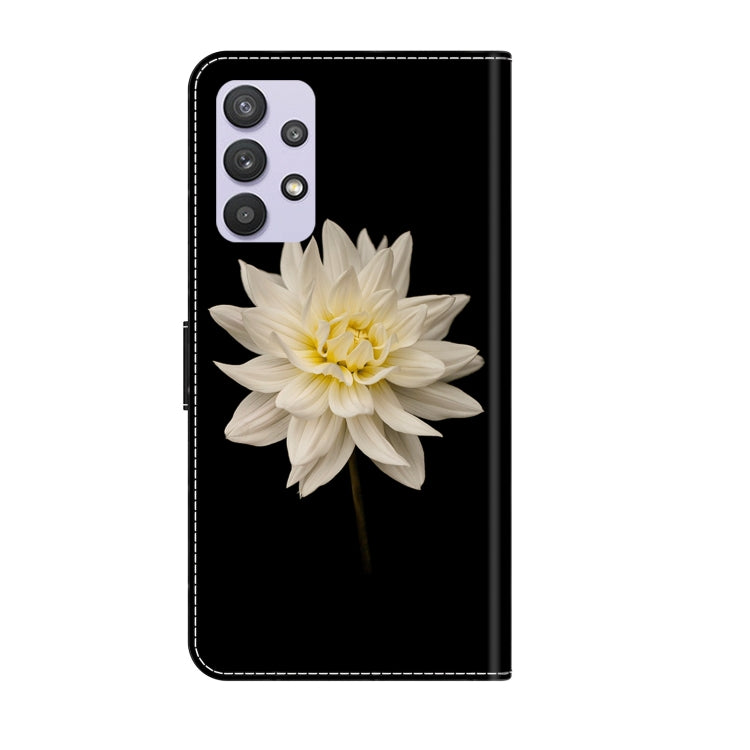 For Samsung Galaxy A32 5G Crystal 3D Shockproof Protective Leather Phone Case(White Flower)