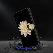 For Samsung Galaxy A32 5G Crystal 3D Shockproof Protective Leather Phone Case(White Flower)