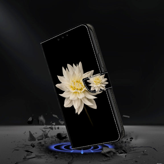 For Samsung Galaxy A32 5G Crystal 3D Shockproof Protective Leather Phone Case(White Flower)