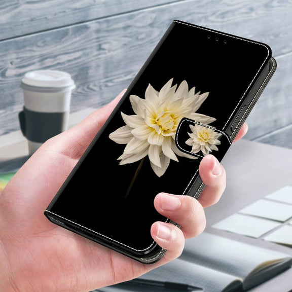 For Samsung Galaxy A32 5G Crystal 3D Shockproof Protective Leather Phone Case(White Flower)