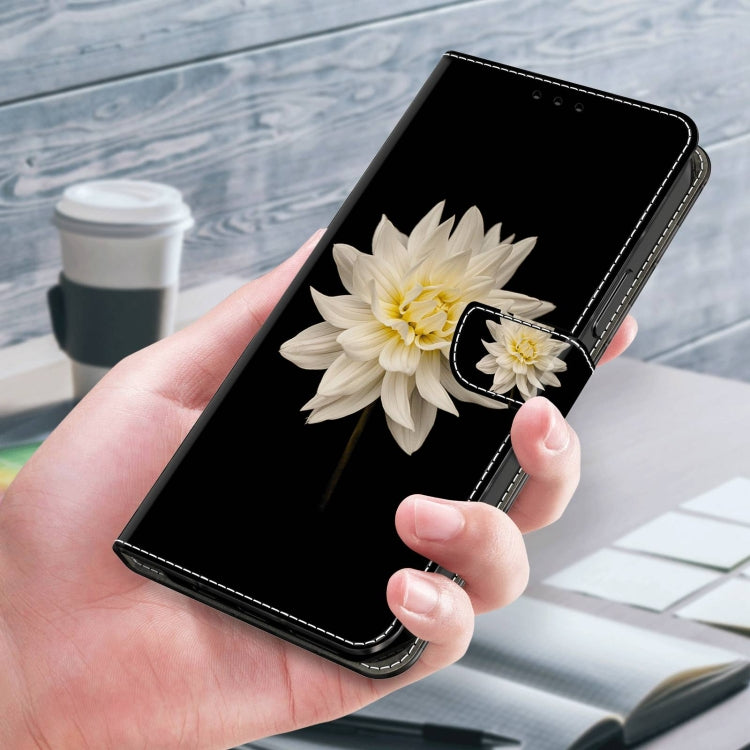 For Samsung Galaxy A32 5G Crystal 3D Shockproof Protective Leather Phone Case(White Flower)