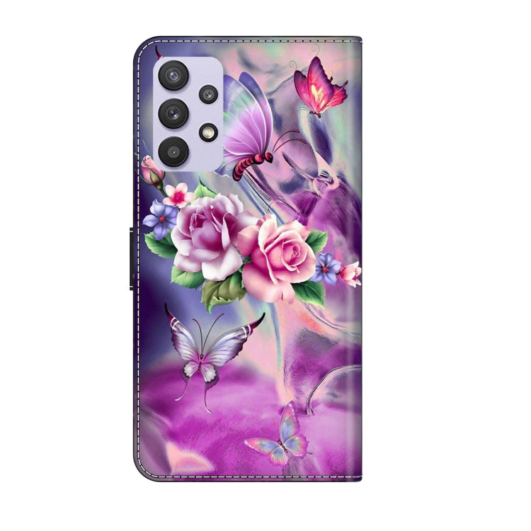 For Samsung Galaxy A32 5G Crystal 3D Shockproof Protective Leather Phone Case(Butterfly)