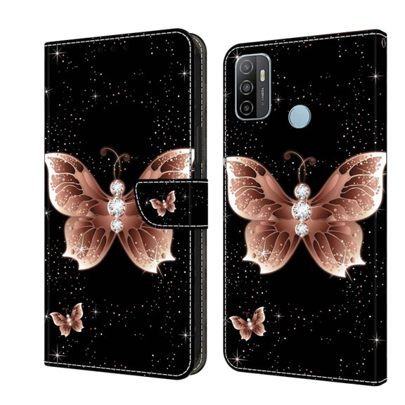 For Samsung Galaxy A33 5G Crystal 3D Shockproof Protective Leather Phone Case(Pink Diamond Butterfly)
