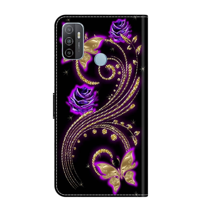 For Samsung Galaxy A33 5G Crystal 3D Shockproof Protective Leather Phone Case(Purple Flower Butterfly)