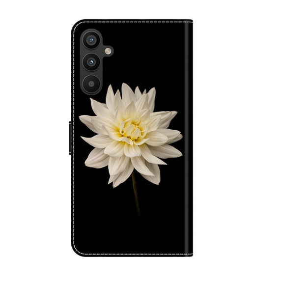 For Samsung Galaxy A34 5G Crystal 3D Shockproof Protective Leather Phone Case(White Flower)
