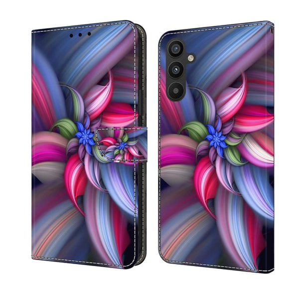 For Samsung Galaxy A34 5G Crystal 3D Shockproof Protective Leather Phone Case(Colorful Flower)
