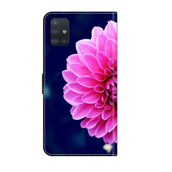 For Samsung Galaxy A51 4G Crystal 3D Shockproof Protective Leather Phone Case(Pink Petals)