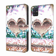For Samsung Galaxy A51 4G Crystal 3D Shockproof Protective Leather Phone Case(Pink Diamond Heart)