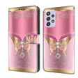 For Samsung Galaxy A52 / A52s 5G Crystal 3D Shockproof Protective Leather Phone Case(Pink Bottom Butterfly) - free shipping - PMC TechLife - Order now!