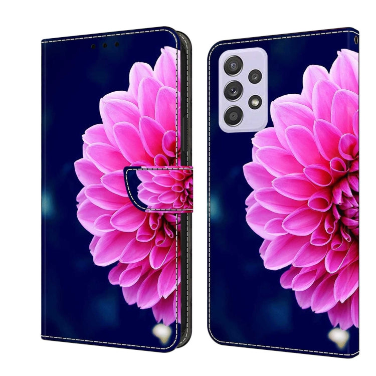 For Samsung Galaxy A52 / A52s 5G Crystal 3D Shockproof Protective Leather Phone Case(Pink Petals)