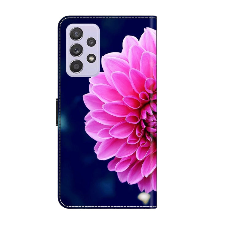 For Samsung Galaxy A52 / A52s 5G Crystal 3D Shockproof Protective Leather Phone Case(Pink Petals)