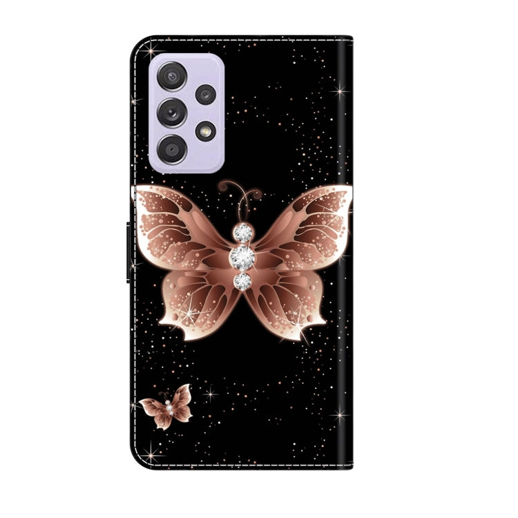 For Samsung Galaxy A52 / A52s 5G Crystal 3D Shockproof Protective Leather Phone Case(Pink Diamond Butterfly)