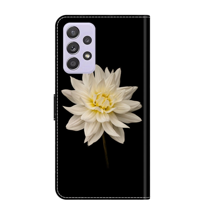For Samsung Galaxy A52 / A52s 5G Crystal 3D Shockproof Protective Leather Phone Case(White Flower)