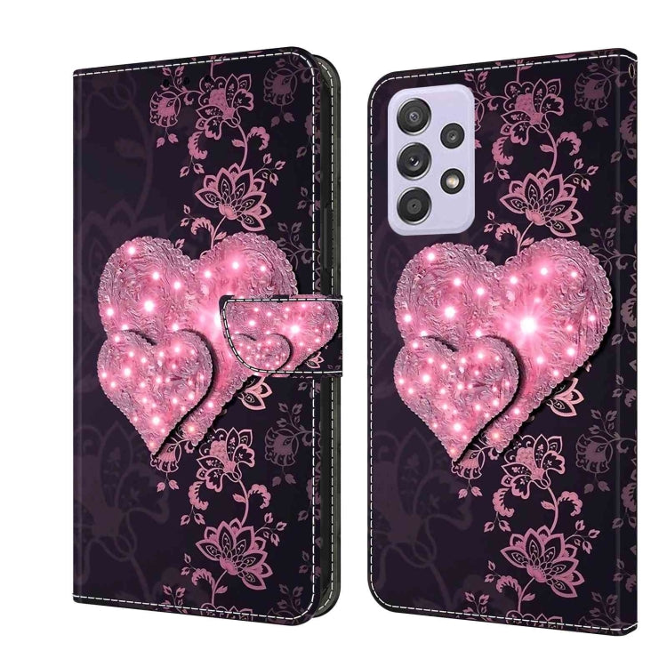 For Samsung Galaxy A52 / A52s 5G Crystal 3D Shockproof Protective Leather Phone Case(Lace Love)