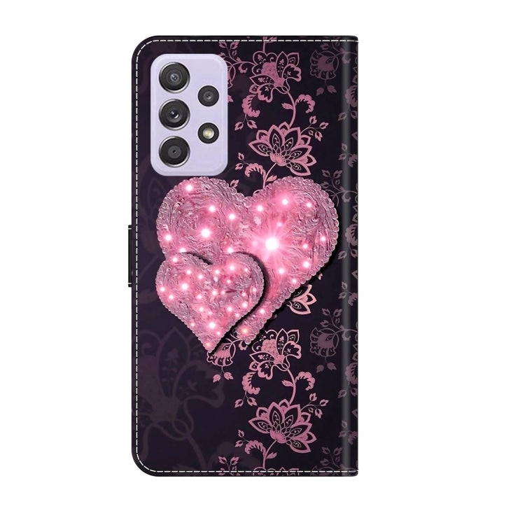 For Samsung Galaxy A52 / A52s 5G Crystal 3D Shockproof Protective Leather Phone Case(Lace Love)