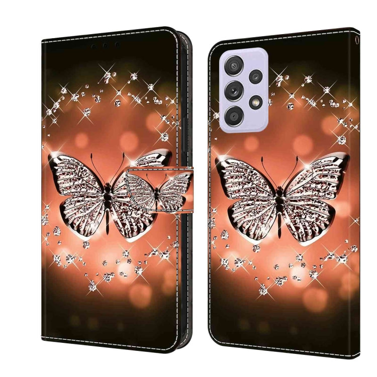 For Samsung Galaxy A52 / A52s 5G Crystal 3D Shockproof Protective Leather Phone Case(Crystal Butterfly)