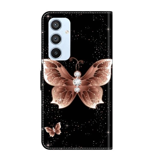 For Samsung Galaxy A54 5G Crystal 3D Shockproof Protective Leather Phone Case(Pink Diamond Butterfly)