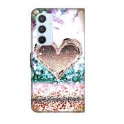 For Samsung Galaxy A54 5G Crystal 3D Shockproof Protective Leather Phone Case(Pink Diamond Heart)