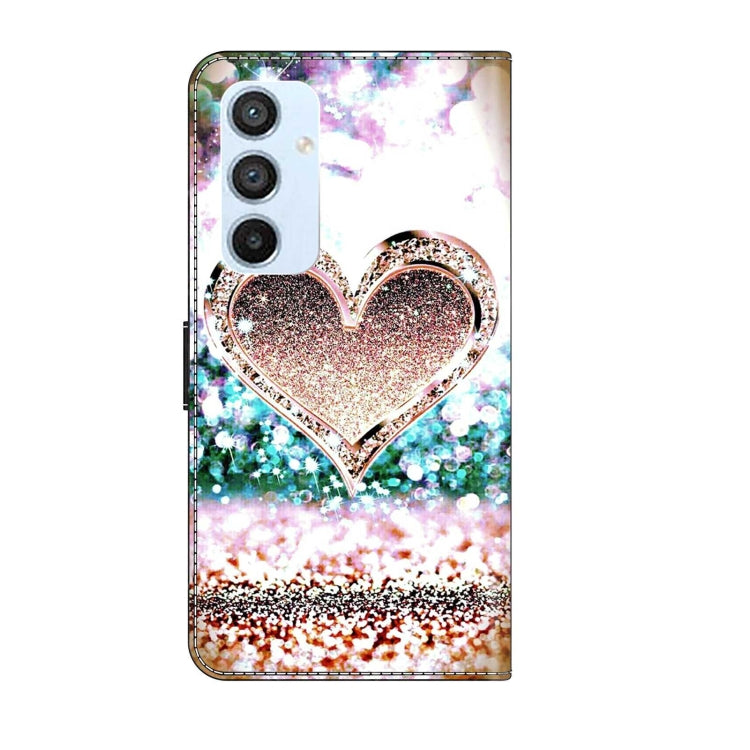 For Samsung Galaxy A54 5G Crystal 3D Shockproof Protective Leather Phone Case(Pink Diamond Heart)