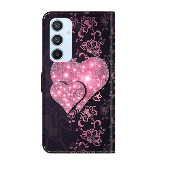 For Samsung Galaxy A54 5G Crystal 3D Shockproof Protective Leather Phone Case(Lace Love)