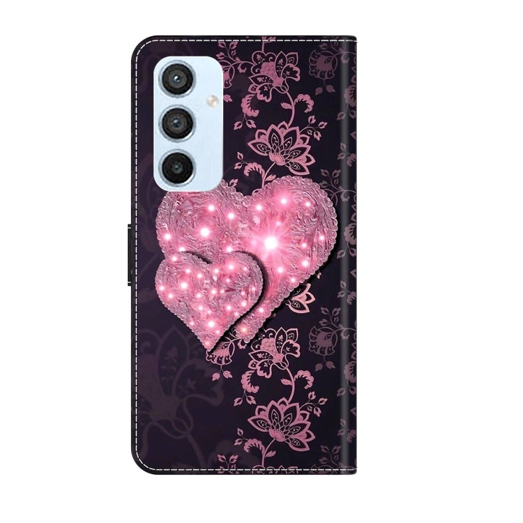 For Samsung Galaxy A54 5G Crystal 3D Shockproof Protective Leather Phone Case(Lace Love)