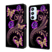 For Samsung Galaxy A54 5G Crystal 3D Shockproof Protective Leather Phone Case(Purple Flower Butterfly)