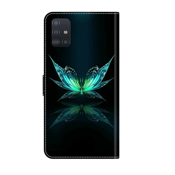 For Samsung Galaxy A71 4G Crystal 3D Shockproof Protective Leather Phone Case(Reflection Dutterfly)