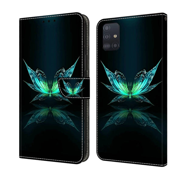 For Samsung Galaxy A71 4G Crystal 3D Shockproof Protective Leather Phone Case(Reflection Dutterfly)