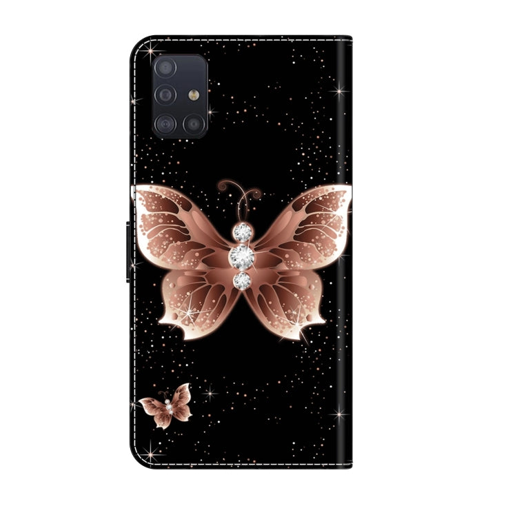 For Samsung Galaxy A71 4G Crystal 3D Shockproof Protective Leather Phone Case(Pink Diamond Butterfly)