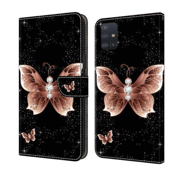 For Samsung Galaxy A71 4G Crystal 3D Shockproof Protective Leather Phone Case(Pink Diamond Butterfly)