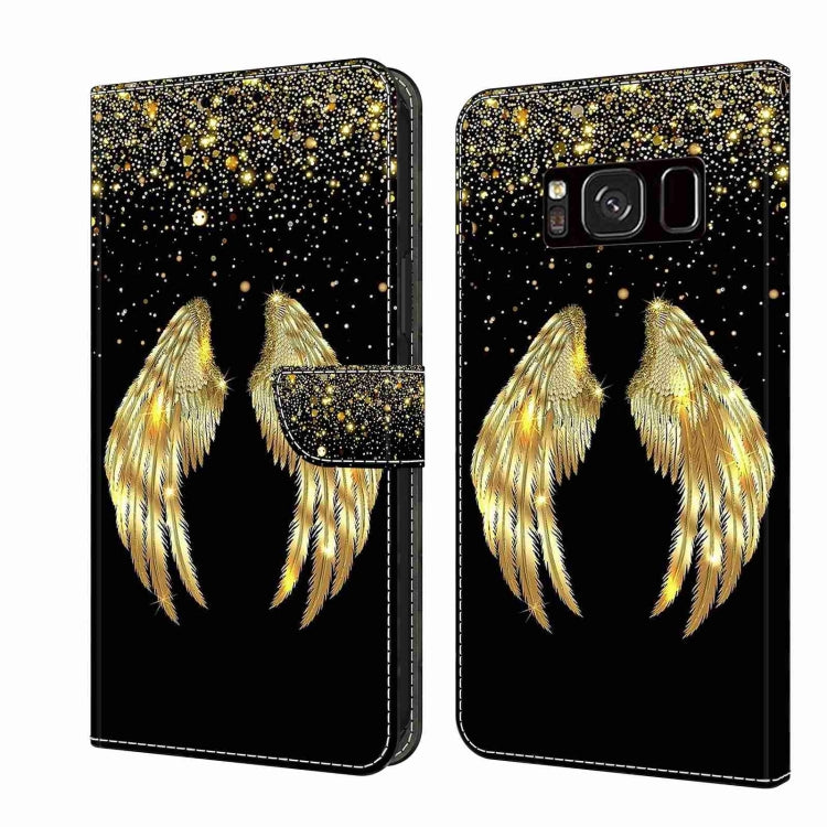 For Samsung Galaxy S8 Crystal 3D Shockproof Protective Leather Phone Case(Golden Wings)