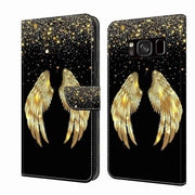 For Samsung Galaxy S8 Crystal 3D Shockproof Protective Leather Phone Case(Golden Wings)
