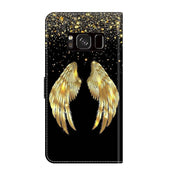 For Samsung Galaxy S8 Crystal 3D Shockproof Protective Leather Phone Case(Golden Wings)