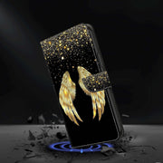 For Samsung Galaxy S8 Crystal 3D Shockproof Protective Leather Phone Case(Golden Wings)