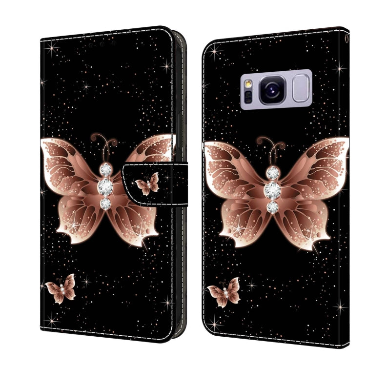 For Samsung Galaxy S8+ Crystal 3D Shockproof Protective Leather Phone Case(Pink Diamond Butterfly)