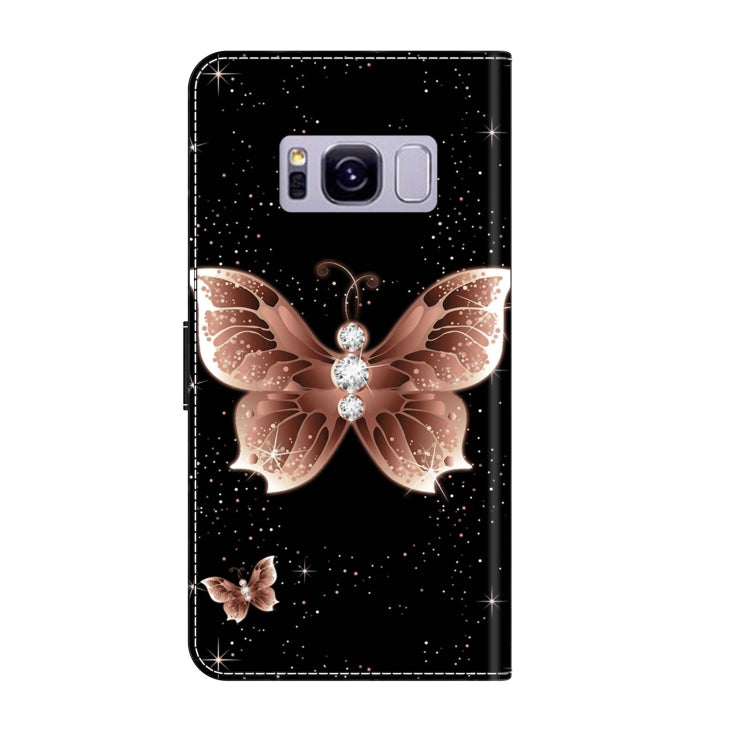 For Samsung Galaxy S8+ Crystal 3D Shockproof Protective Leather Phone Case(Pink Diamond Butterfly)