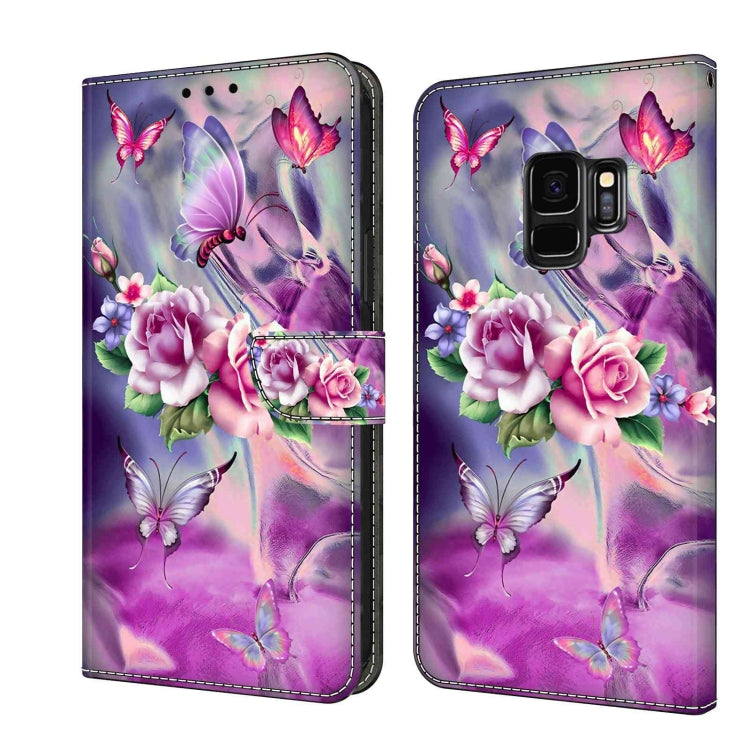 For Samsung Galaxy S9 Crystal 3D Shockproof Protective Leather Phone Case(Butterfly)