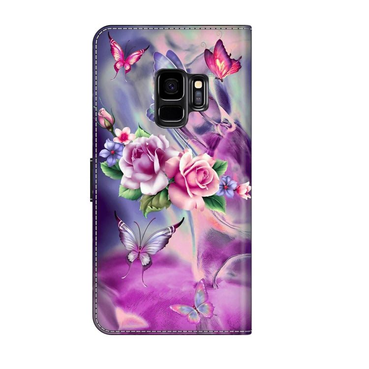 For Samsung Galaxy S9 Crystal 3D Shockproof Protective Leather Phone Case(Butterfly)