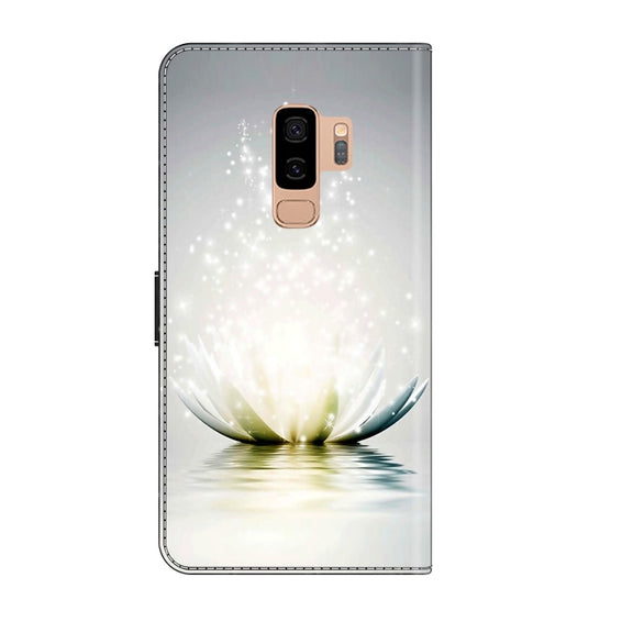 For Samsung Galaxy S9+ Crystal 3D Shockproof Protective Leather Phone Case(Light Lotus)