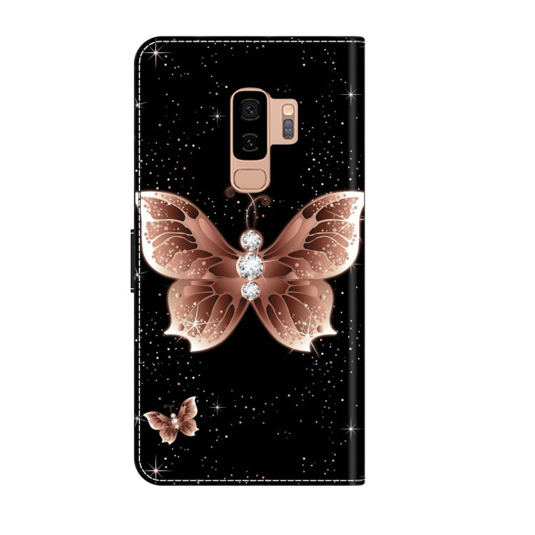 For Samsung Galaxy S9+ Crystal 3D Shockproof Protective Leather Phone Case(Pink Diamond Butterfly)