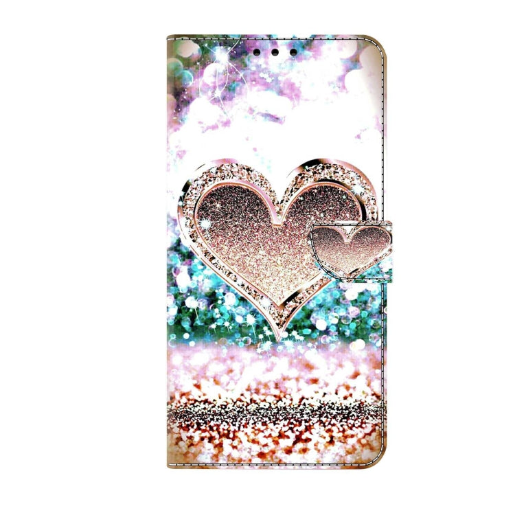 For Samsung Galaxy S9+ Crystal 3D Shockproof Protective Leather Phone Case(Pink Diamond Heart)