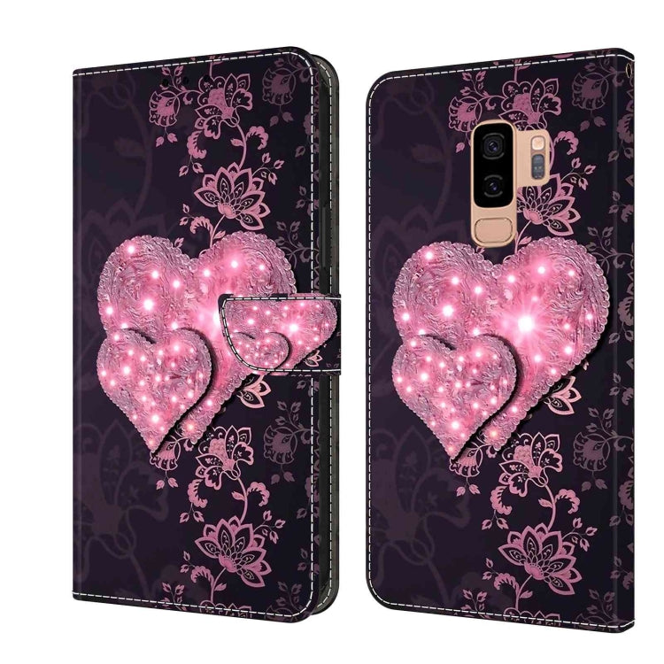 For Samsung Galaxy S9+ Crystal 3D Shockproof Protective Leather Phone Case(Lace Love)
