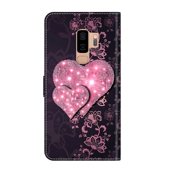 For Samsung Galaxy S9+ Crystal 3D Shockproof Protective Leather Phone Case(Lace Love)