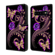 For Samsung Galaxy S10 Crystal 3D Shockproof Protective Leather Phone Case(Purple Flower Butterfly)