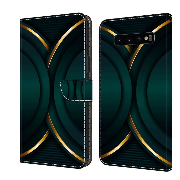 For Samsung Galaxy S10+ Crystal 3D Shockproof Protective Leather Phone Case(Gold Outline)