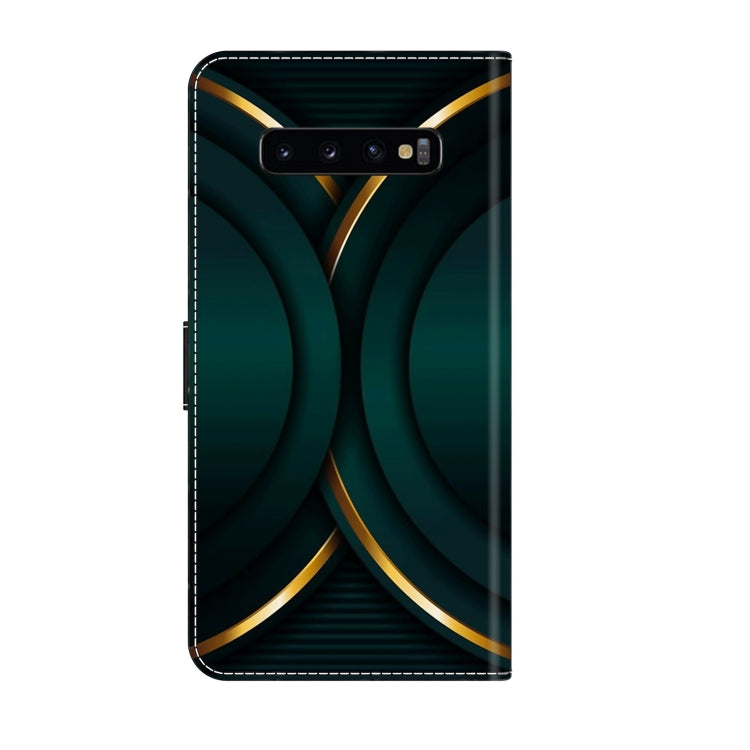 For Samsung Galaxy S10+ Crystal 3D Shockproof Protective Leather Phone Case(Gold Outline)